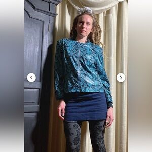 Vintage Faux Snakeskin Print Jacket 90’s Turquoise Animal Print Jacket Sz 8